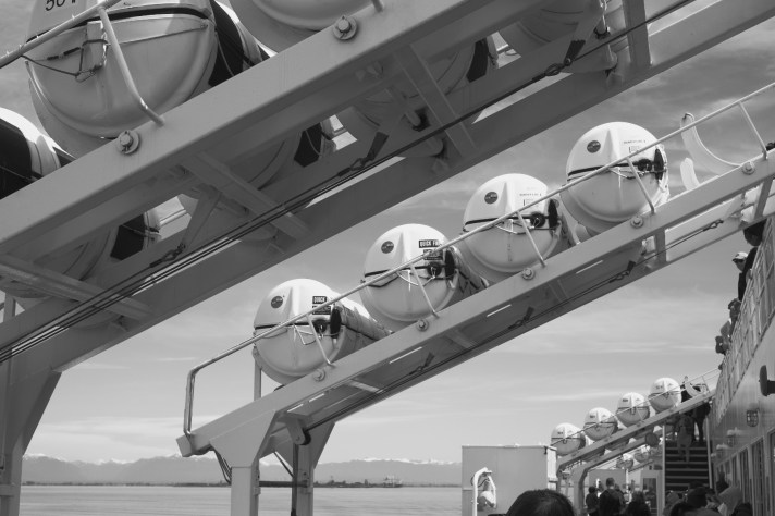 Photo of life rafts on a ferry